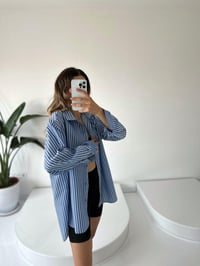 RYN Premium Mavi Çizgili Oversize Gömlek GausGÖMLEKGU001742