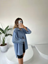 RYN Premium Mavi Çizgili Oversize Gömlek GausGÖMLEKGU001742
