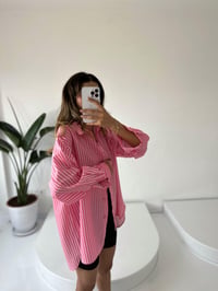 RYN Premium Pembe Çizgili Oversize GömlekGausGÖMLEKGU001443