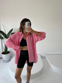 RYN Premium Pembe Çizgili Oversize GömlekGausGÖMLEKGU001443