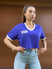 Saks Mavisi Baskılı Crop TshirtGausTSHIRTGU00222