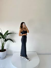 Silva Antrasit İp Askılı Sırt Dekolteli Maxi Elbise GausELBİSEGU001610