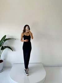 Silva Siyah İp Askılı Sırt Dekolteli Maxi ElbiseGausELBİSEGU001611