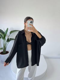 Siyah Ayrobin Premium Oversize GömlekGausGÖMLEKGU001543