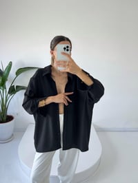 Siyah Ayrobin Premium Oversize GömlekGausGÖMLEKGU001543