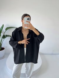 Siyah Ayrobin Premium Oversize GömlekGausGÖMLEKGU001543
