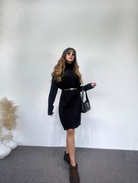 Siyah Balıkçı Yaka Triko ElbiseGausELBİSEGU00647