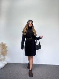 Siyah Balıkçı Yaka Triko ElbiseGausELBİSEGU00647