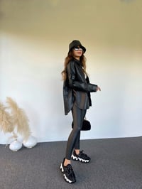 Siyah Deri Oversize Ceket Gömlek GausGÖMLEKGU00535