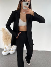 Siyah Gofre Blazer İkili Takım GausTAKIMGU00864
