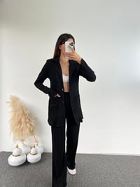 Siyah Gofre Blazer İkili Takım GausTAKIMGU00864