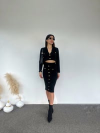 Siyah Gold Düğmeli İkili Triko Takım GausTAKIMGU00774