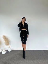 Siyah Gold Düğmeli İkili Triko Takım GausTAKIMGU00774