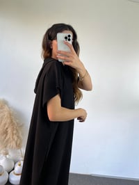 Siyah Kapüşonlu Oversize Elbise GausELBİSEGU00871 
