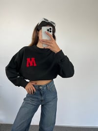 Siyah M harfli SweatGausSWEATSHIRTGU00663