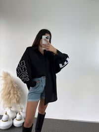 Siyah Oversize Baskılı Gömlek GausGÖMLEKGU00868