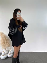 Siyah Oversize Baskılı Gömlek GausGÖMLEKGU00868