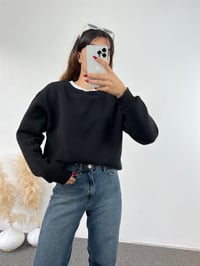 Siyah Şardonlu Basic Sweat GausSWEATSHIRTGU00708