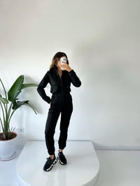 Siyah Şardonlu Üç İplik Kapüşonlu Tulum GausTULUMGU001780