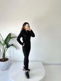 Siyah Şardonlu Üç İplik Kapüşonlu Tulum GausTULUMGU001780