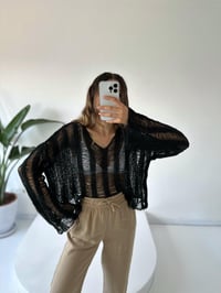 Sofia Siyah Ajurlu TrikoGausTRİKOGU001692