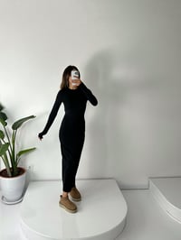 Solen Siyah Sırt Dekolteli Maxi ElbiseGausELBİSEGU002131