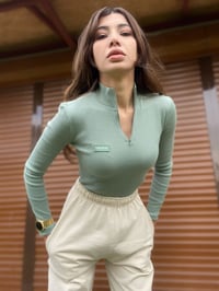 Su Yeşili Dik yaka Çıtçıtlı Fitilli Body GausBODYSUİTGU00086