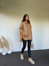 Sütlü Kahve Deri Oversize Ceket Gömlek GausGÖMLEKGU00536