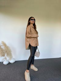 Sütlü Kahve Deri Oversize Ceket Gömlek GausGÖMLEKGU00536
