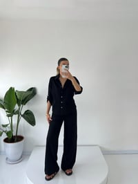 Tierra Siyah Gömlek Detaylı Tulum GausTULUMGU001490