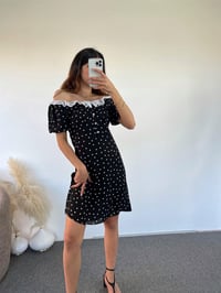 Trella Siyah Puantiyeli ElbiseGausELBİSEGU00928