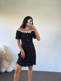 Trella Siyah Puantiyeli ElbiseGausELBİSEGU00928