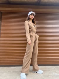 Vizon Keten Crop Blazer Pantolon İkili TakımGausTAKIMGU00466