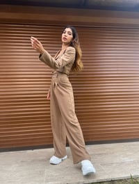 Vizon Keten Crop Blazer Pantolon İkili TakımGausTAKIMGU00466