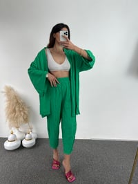 Yeşil Gofre Kimono Takım GausTAKIMGU00854