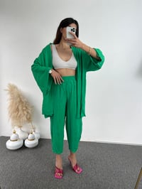 Yeşil Gofre Kimono Takım GausTAKIMGU00854