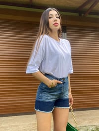 Yüksek Bel Blok Renk Denim ŞortGausŞORTGU00236