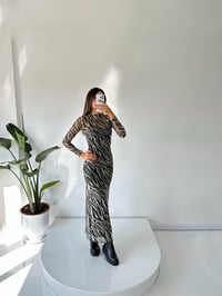 Zebra Desen Astarlı Tül Elbise GausELBİSEGU001956