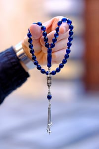  Mavi Litvanya Damla Kehribar Gümüş Tasarım (Amber), (مسبحة قطرة كهريبار)
