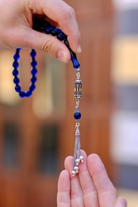  Mavi Litvanya Damla Kehribar Gümüş Tasarım (Amber), (مسبحة قطرة كهريبار)