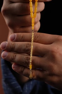 14 Ayar Altın Tasarım Usta İşçilik Osmanlı Sıkma Kehribar Tesbih
