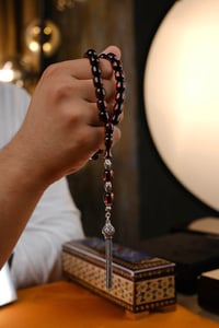 Ağır Gümüş Tasarım Muazzam Hamur Ateşi Sıkma Kehribar Tesbih
