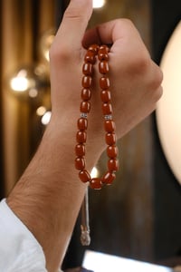 Ağır Gümüş Tasarım Muazzam Hamur Ateşi Sıkma Kehribar Tesbih