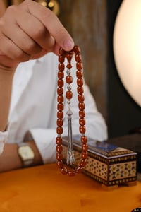 Ağır Gümüş Tasarım Muazzam Hamur Ateşi Sıkma Kehribar Tesbih