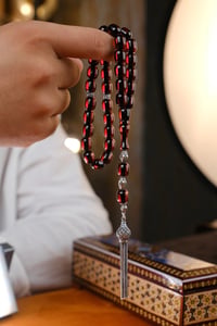 Ağır Gümüş Tasarım Muazzam Hamur Ateşi Sıkma Kehribar Tesbih