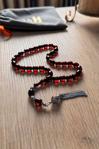 Ağır Gümüş Tasarım Muazzam Hamur Ateşi Sıkma Kehribar Tesbih