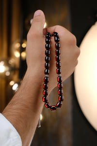 Ağır Gümüş Tasarım Muazzam Hamur Ateşi Sıkma Kehribar Tesbih