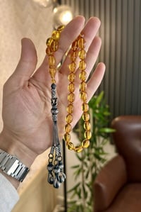 Alman Ateş Kehribar Özel Gümüş Kazazlı Tasarım Tesbih