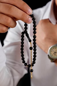 Altın Ay Yıldız Püsküllü Oltu Taşı Tesbih Koleksiyonluk