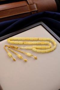 Altın Püskül Orjinal Damla Kehribar Tesbih (Amber), (مسبحة قطرة كهريبار)
